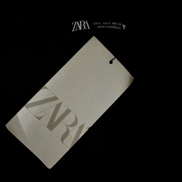 Zara Black Dress Tied Ruched Long Sleeve Size L • NEW WITH TAGS • - Picture 9 of 11